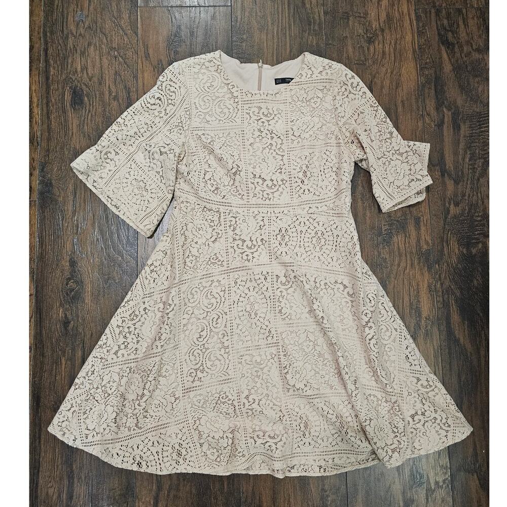 Zara Lace Dress Tan Peach Color Size XS
